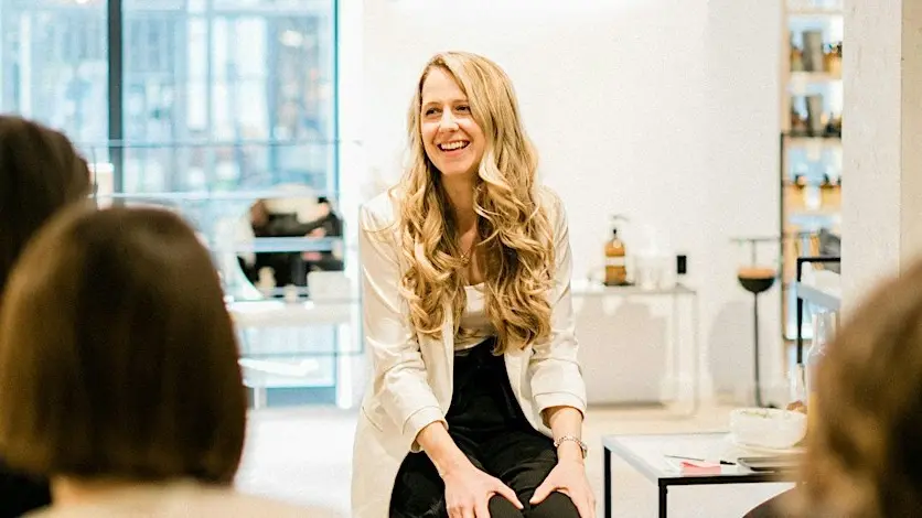 Woman inside teaching workshop